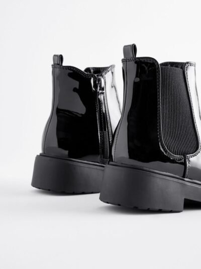 Black Patent Wide Fit (G) Chelsea Ankle Boots