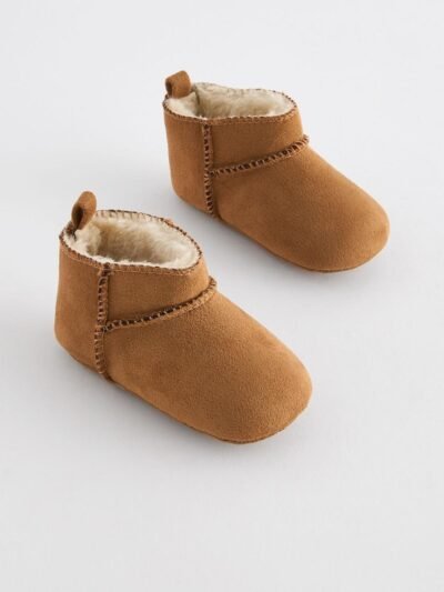 Tan Brown Warm Lined Baby Boots