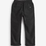 Black Regular Fit Rib Waist Pull-On Trousers