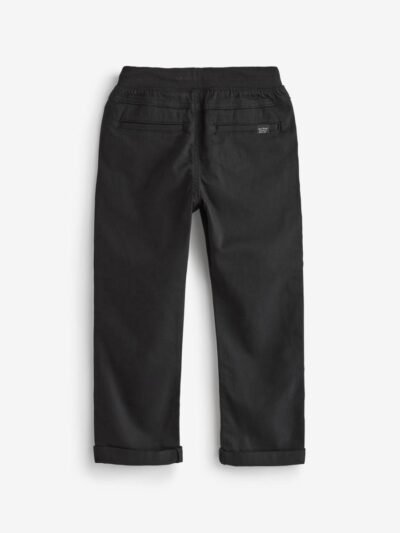 Black Regular Fit Rib Waist Pull-On Trousers