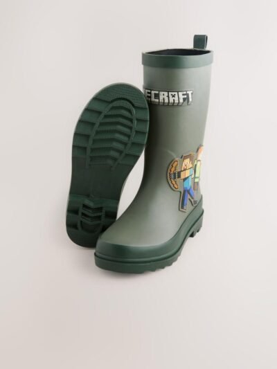 Khaki Green Minecraft Rubber Wellies