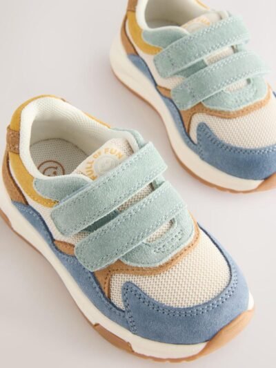 Blue Multi Suede Touch Fastening Trainers