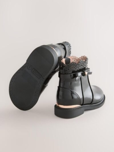 Black Chelsea Bow Ankle Boots