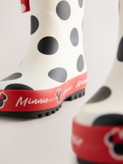 Black/White/Red Minnie Mouse Handle Wellies