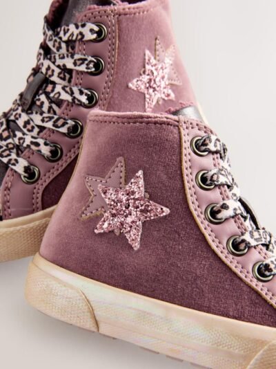 Purple Standard Fit (F) Star High Top Trainers