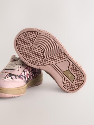 Pink Floral Lace Up Retro Trainers