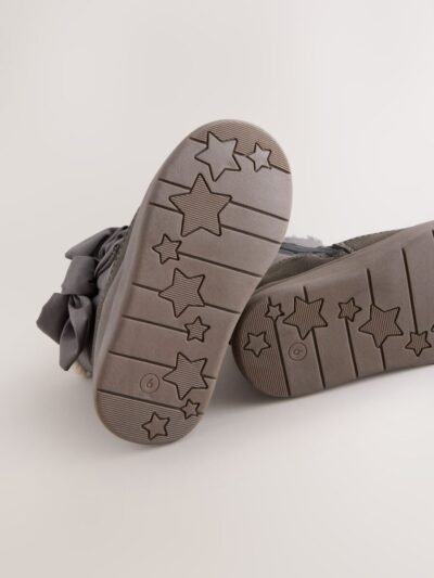 Grey Water Repellent Quilted Bow Boots