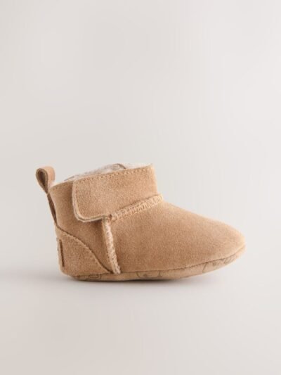 Tan Brown Suede Baby Pull-On Boots