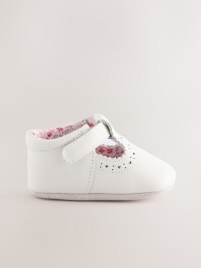 White Leather Baby T-Bar Shoes