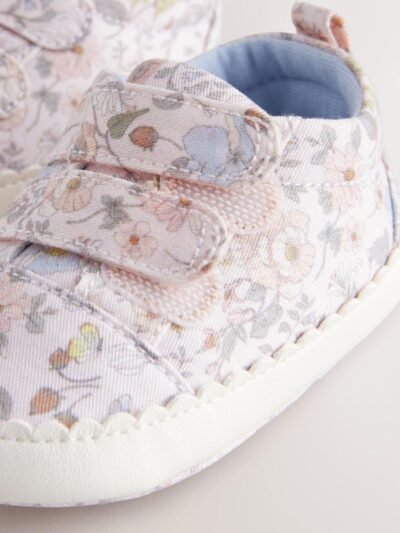 Pink Floral Touch Fasten Baby Trainers