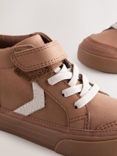 Tan Brown Wide Fit (G) Elastic Lace Touch Fastening Chevron Boots