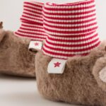 Brown Christmas Reindeer Baby Sock Top Boots