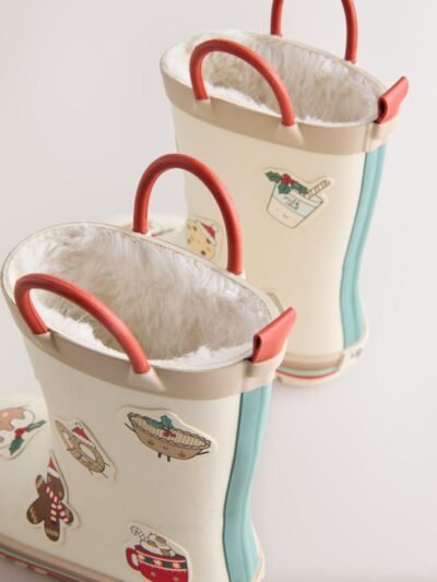 Neutral Christmas Handle Wellies