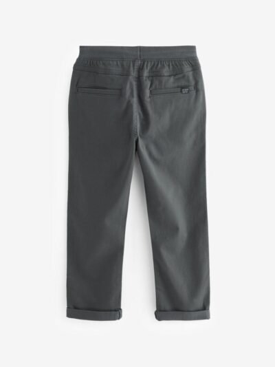 Charcoal Grey Regular Fit Rib Waist Pull-On Trousers