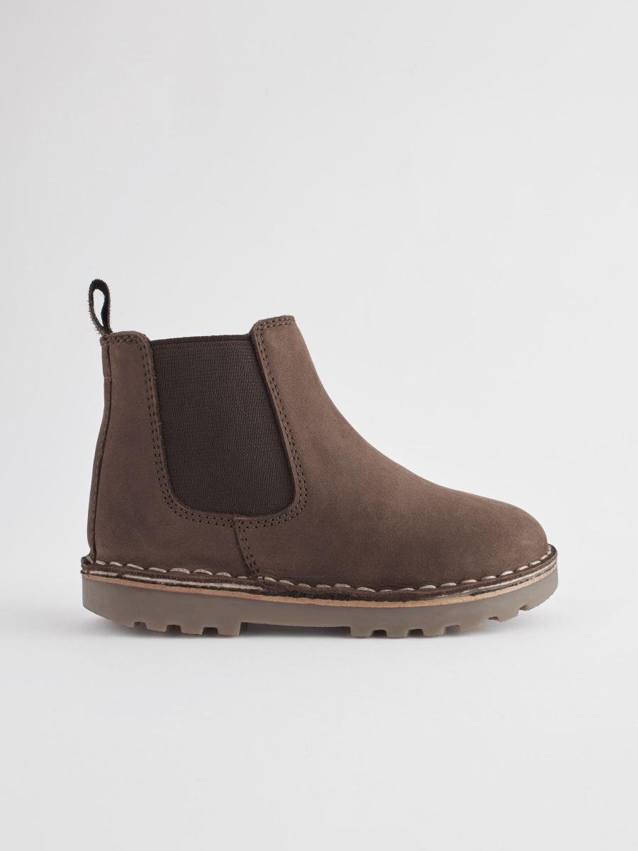Chocolate Brown Standard Fit (F) Warm Lined Leather Chelsea Boots
