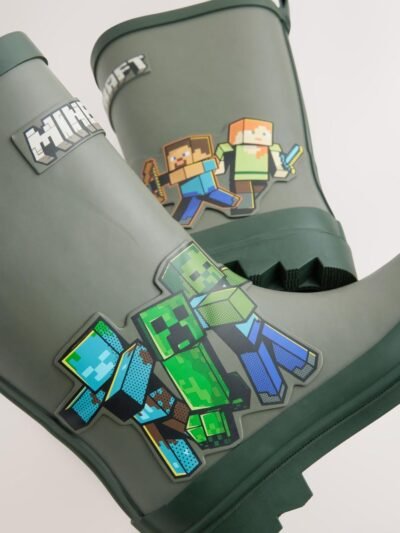 Khaki Green Minecraft Rubber Wellies