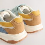 Blue Multi Suede Touch Fastening Trainers