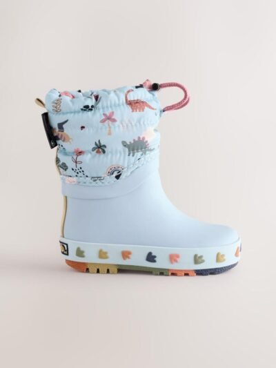 Blue Dinosaur Thinsulate Lined Cuff Wellies