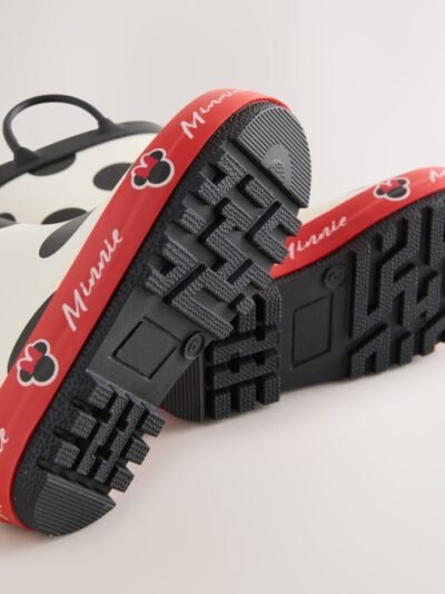 Black/White/Red Minnie Mouse Handle Wellies