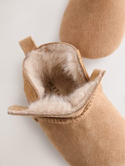 Tan Brown Suede Baby Pull-On Boots