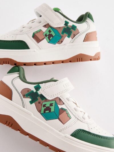 Neutral Minecraft Touch Close Elastic Lace Trainers