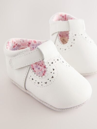 White Leather Baby T-Bar Shoes