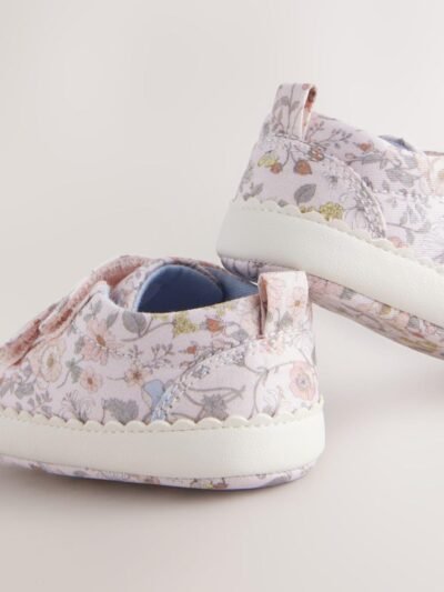 Pink Floral Touch Fasten Baby Trainers