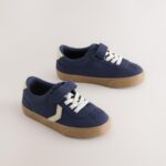 Navy Blue Standard Fit (F) Touch Fastening Elastic Lace Trainers