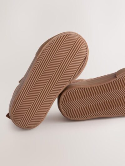 Tan Brown Wide Fit (G) Elastic Lace Touch Fastening Chevron Boots