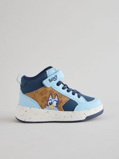 Navy Bluey Standard Fit (F) Touch Fastening Elastic Lace Hi Top Trainers