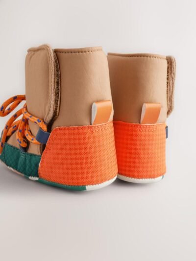 Neutral Colour Block Baby Quilted Snow Boots