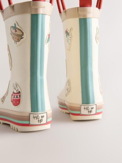 Neutral Christmas Handle Wellies