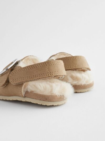 Neutral Faux Fur Lined Baby Clogs