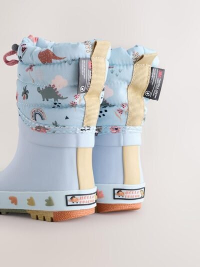 Blue Dinosaur Thinsulate Lined Cuff Wellies