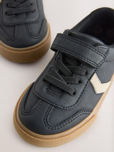 Black Standard Fit (F) Touch Fastening Elastic Lace Trainers