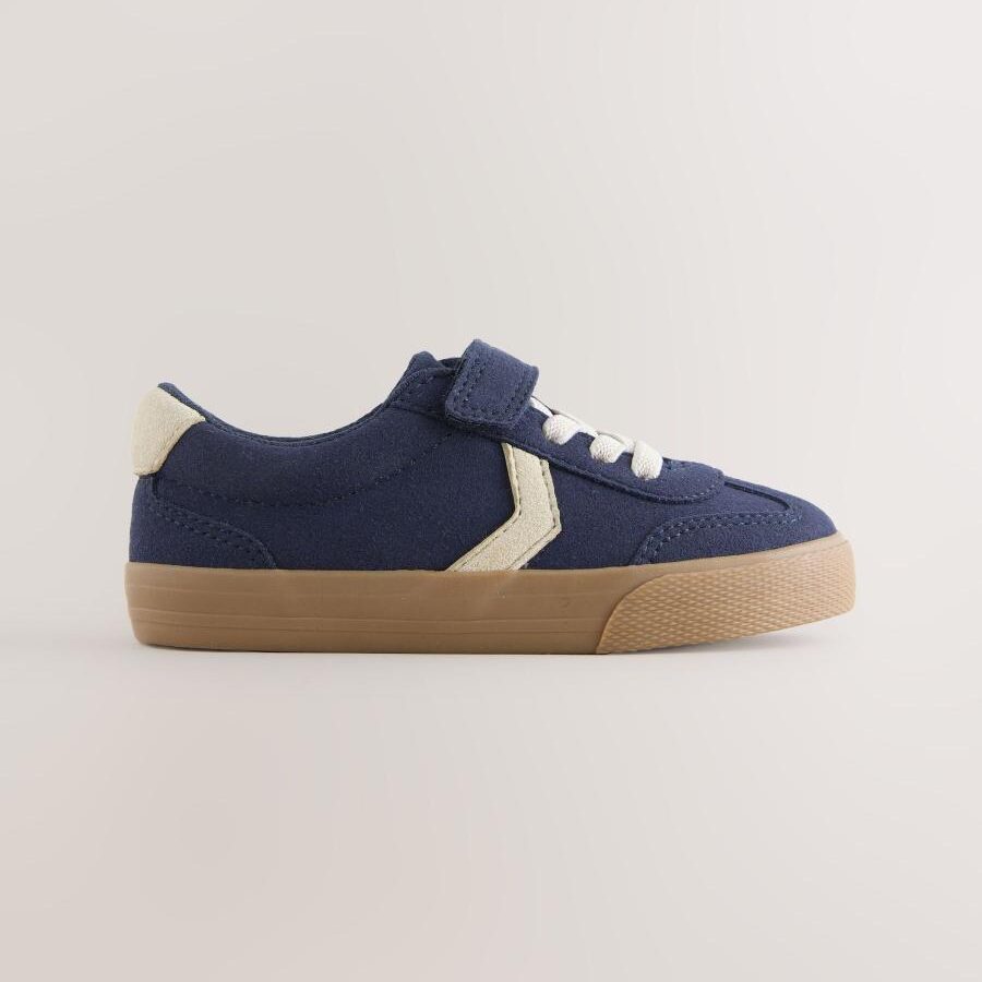 Navy Blue Standard Fit (F) Touch Fastening Elastic Lace Trainers