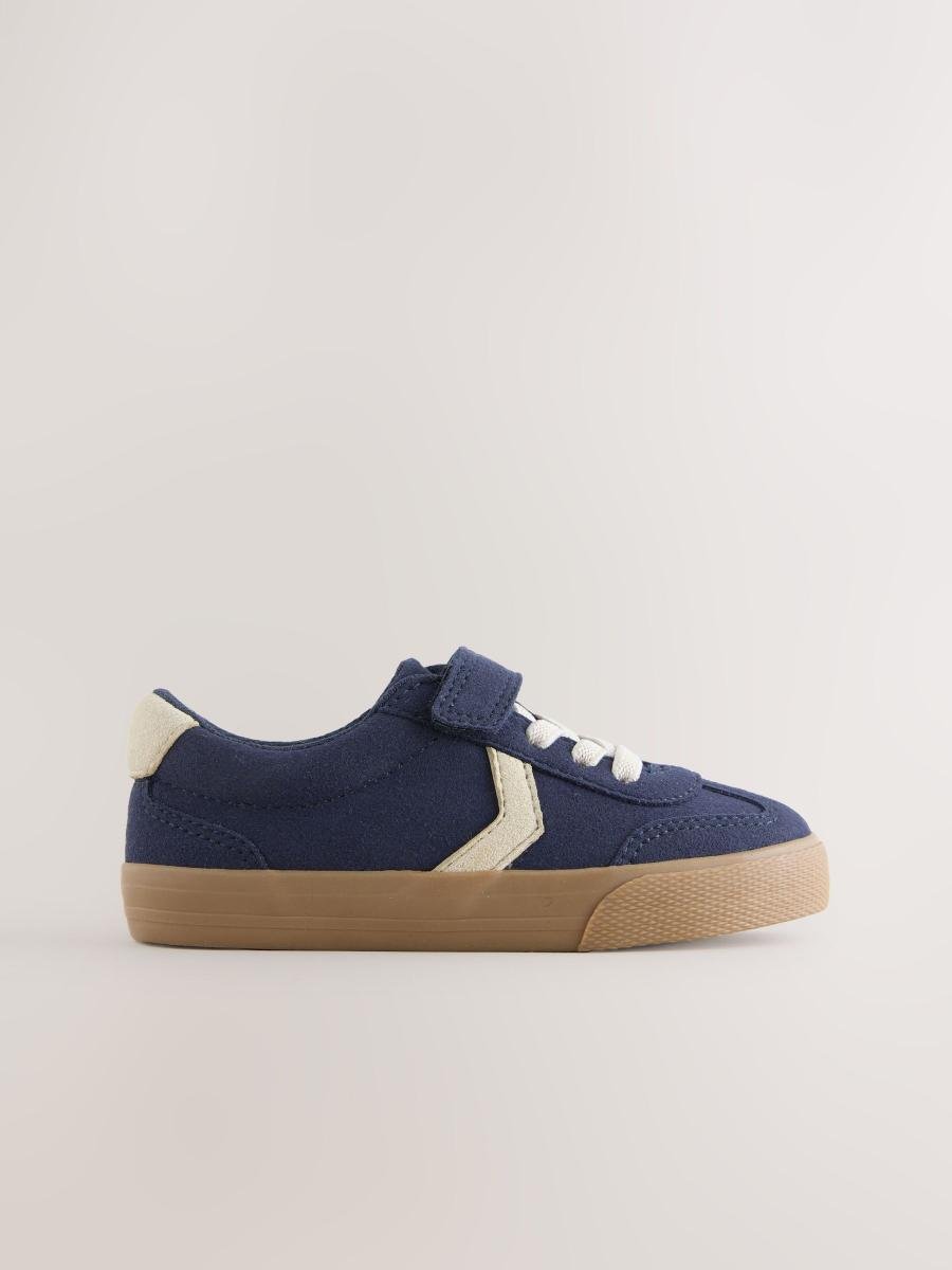 Navy Blue Standard Fit (F) Touch Fastening Elastic Lace Trainers