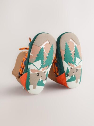 Neutral Colour Block Baby Quilted Snow Boots