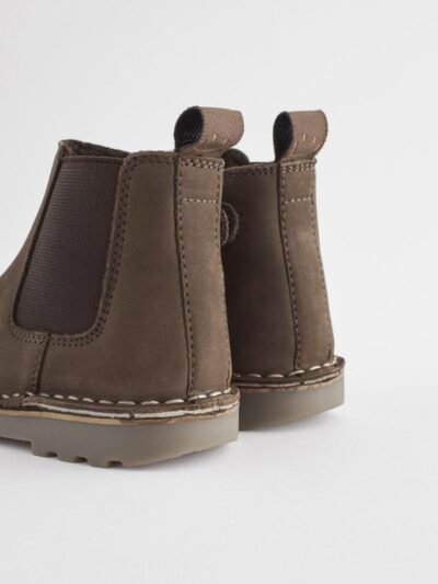 Chocolate Brown Standard Fit (F) Warm Lined Leather Chelsea Boots