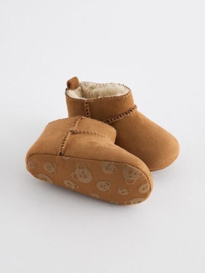 Tan Brown Warm Lined Baby Boots