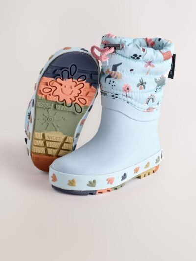 Blue Dinosaur Thinsulate Lined Cuff Wellies