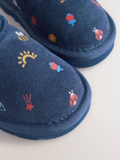 Navy Blue Water Repellent Tall Suede Pull On Boots