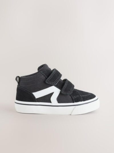 Black Suede Touch Fastening High Top Trainers