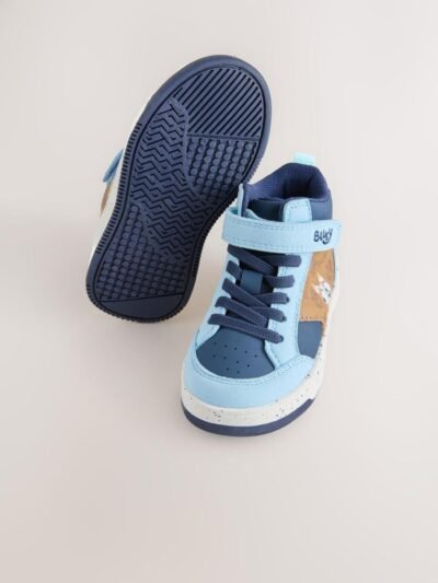 Navy Bluey Standard Fit (F) Touch Fastening Elastic Lace Hi Top Trainers