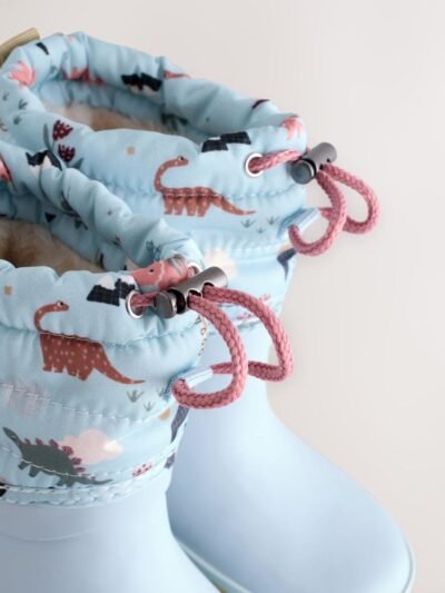 Blue Dinosaur Thinsulate Lined Cuff Wellies
