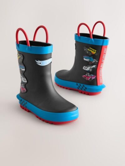 Black Hot Wheels Handle Pull On Wellies