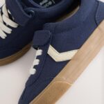 Navy Blue Standard Fit (F) Touch Fastening Elastic Lace Trainers