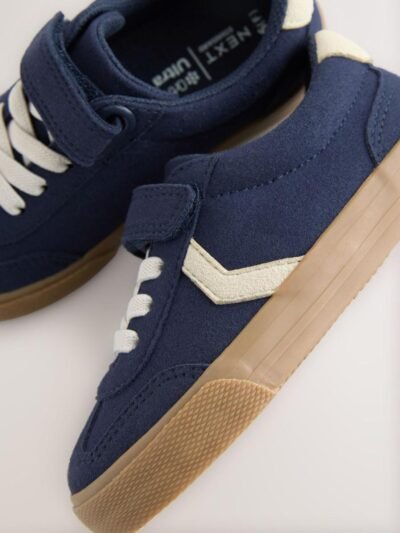 Navy Blue Standard Fit (F) Touch Fastening Elastic Lace Trainers