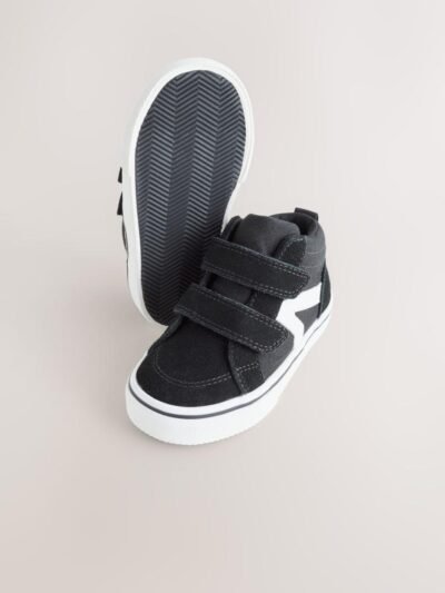Black Suede Touch Fastening High Top Trainers