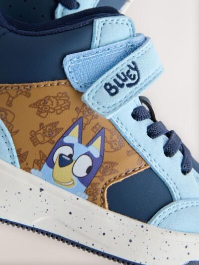 Navy Bluey Standard Fit (F) Touch Fastening Elastic Lace Hi Top Trainers